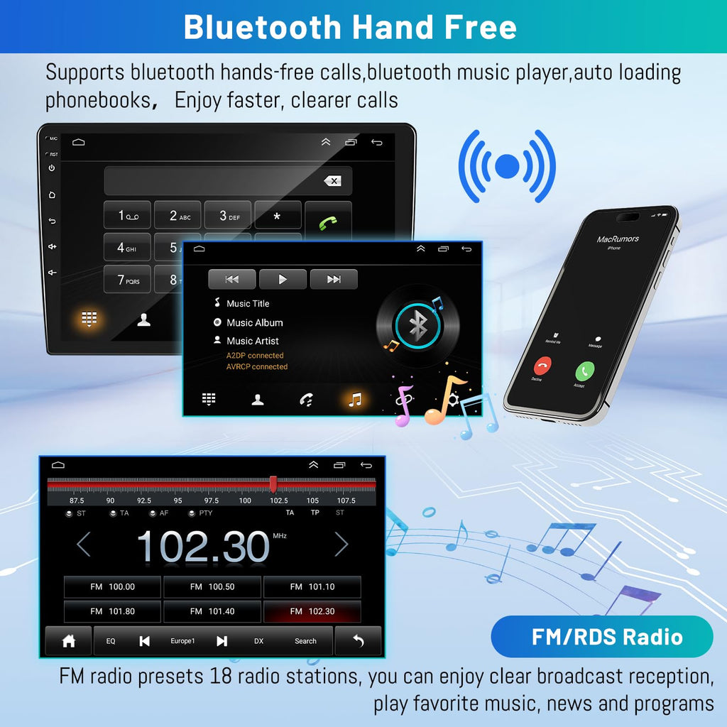 10 inch Touch Screen Radio for GMC Acadia 2009 2010 2011 GPS Head Unit,Double Din Car Stereo for GMC Acadia Installation Kit with CarPlay/Android Auto,Bluetooth WiFi SWC+ Backup Camera,4G+64G