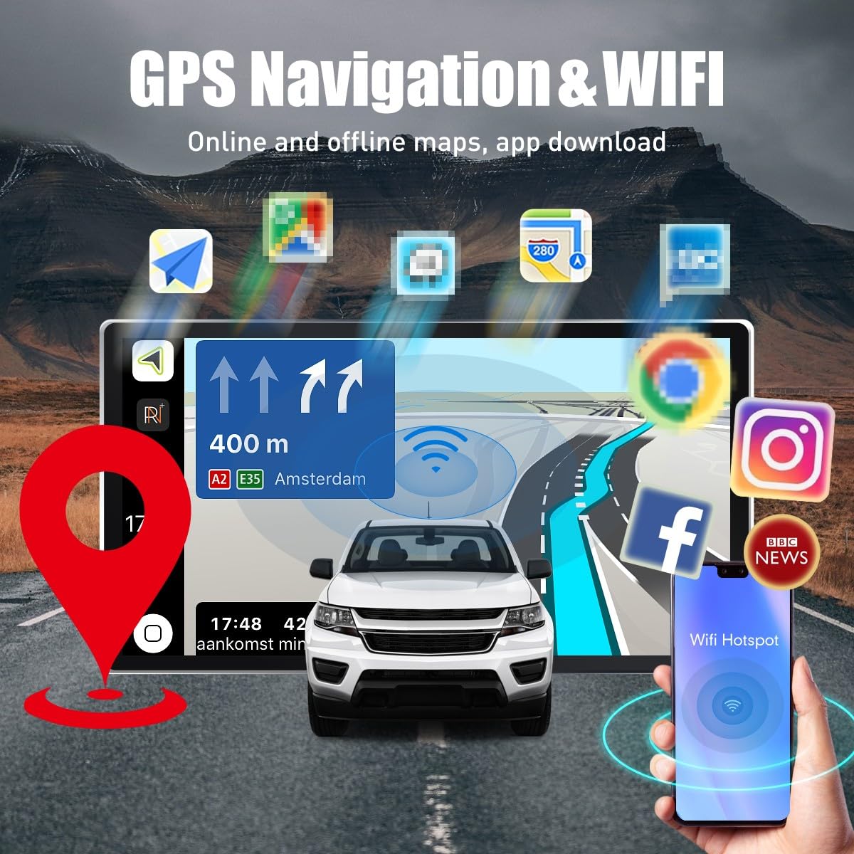 Tesla Style Car CarPlay Android Auto Navigation Stereo GPS Radio Reverse Camera 9.7" IPS Touchscreen Headunit Tablet Media Player for Honda CRV 2012-2016（2.4L）, if Applicable Quad Core 2G+32G