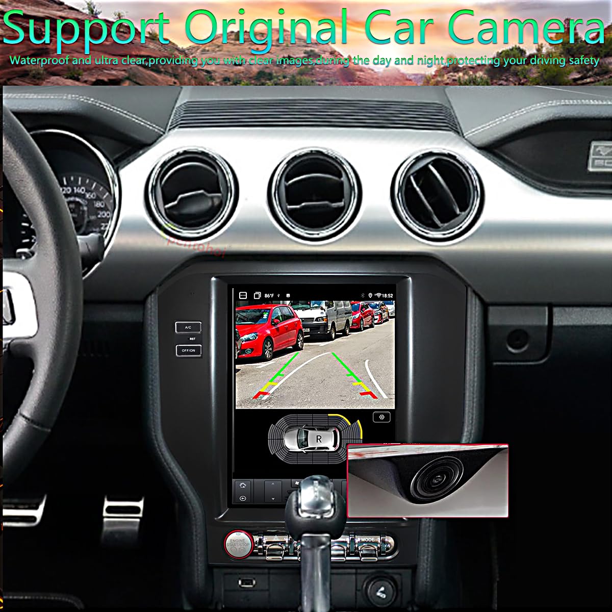 32GB ROM,10.4 Inch for Ford Mustang Radio Upgrade 2015-2023,Android Stereo Replacement,Touch Screen,8core CPU,Carplay and Android Auto,Keep SWC and Factory Camera GPS Navigation System Bluetooth