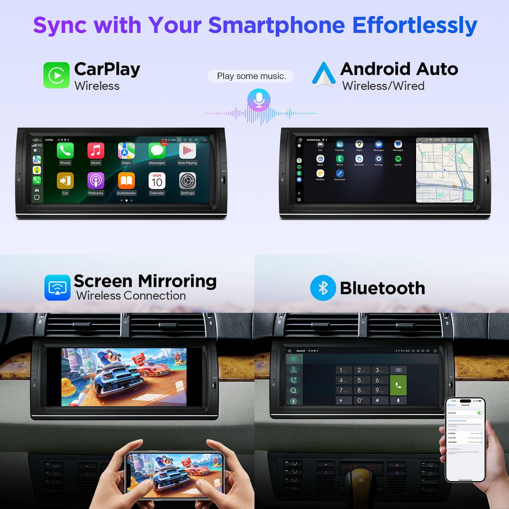XTRONS Car Stereo for BMW X5 E53, Android 14 Qualcomm Octa Core 8GB+256GB Car Radio, 10.25” QLED Touch Screen GPS Navigation for Car Bluetooth Head Unit DSP CarPlay Android Auto 5GHz WiFi
