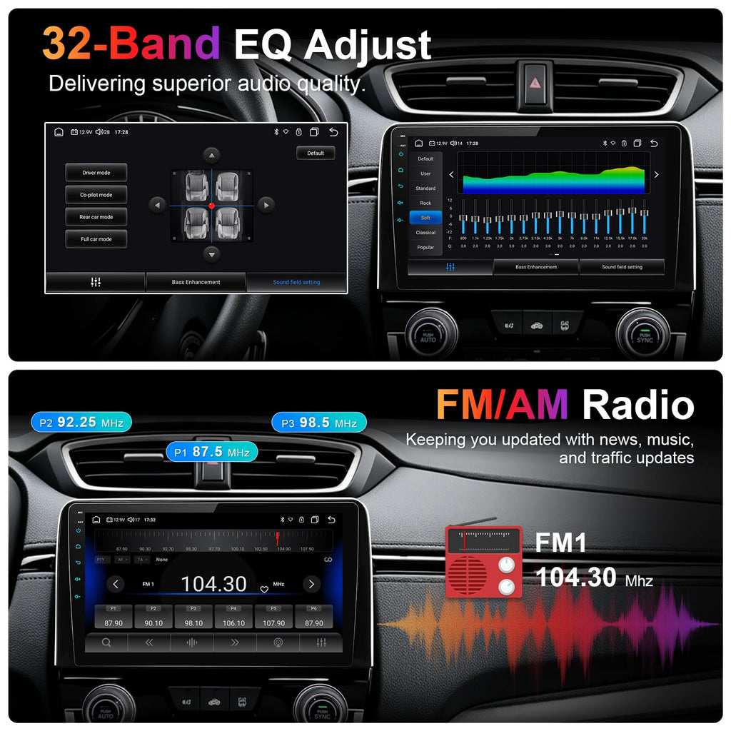 8 Core Car Stereo Radio for Honda CRV 2017-2021, 4+64G 10" QLED Touch Screen Car Radio with Wireless Carplay/Android Auto with WiFi GPS Navigation, Bluetooth, SWC/AM FM Radio