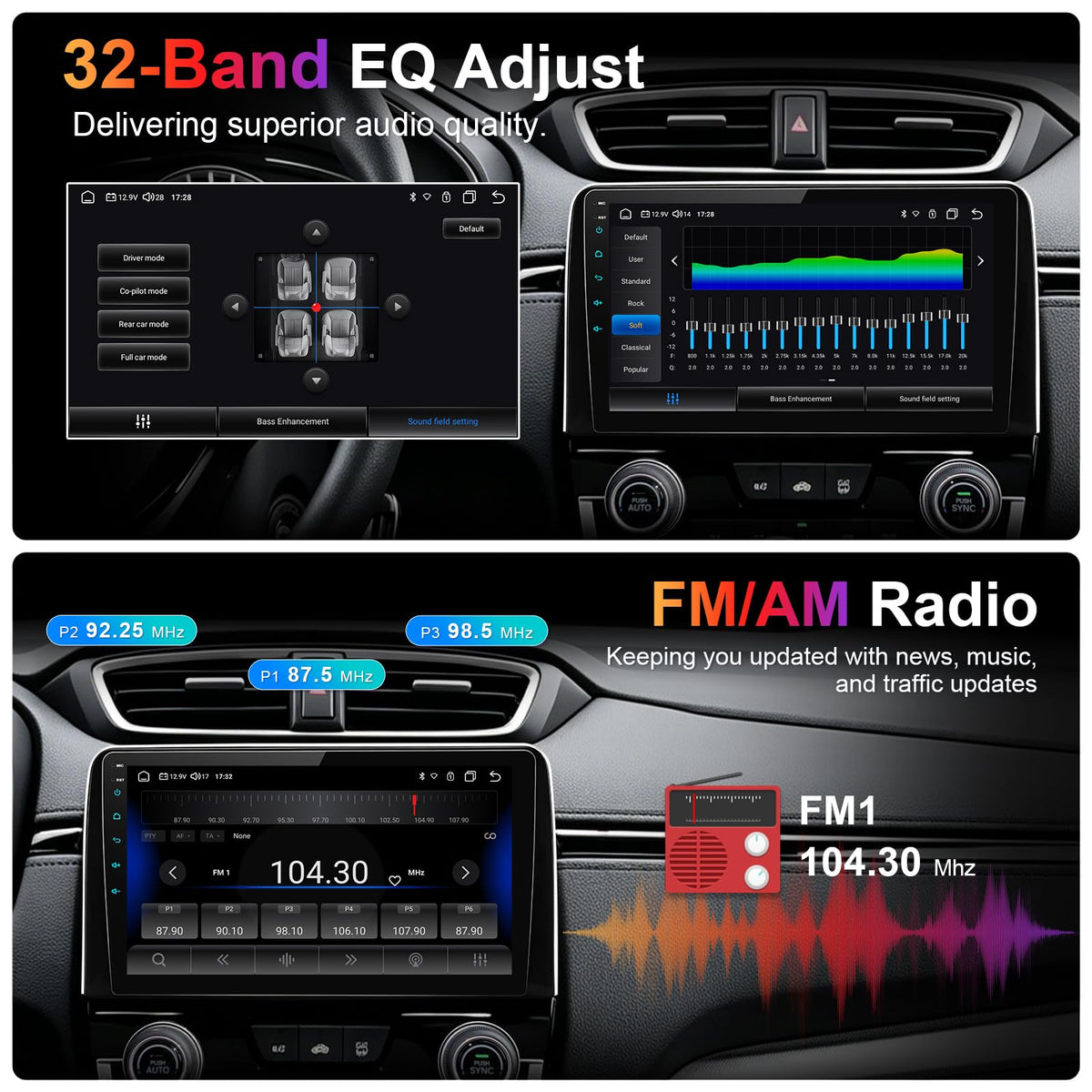 8 Core Car Stereo Radio for Honda CRV 2017-2021, 4+64G 10" QLED Touch Screen Car Radio with Wireless Carplay/Android Auto with WiFi GPS Navigation, Bluetooth, SWC/AM FM Radio