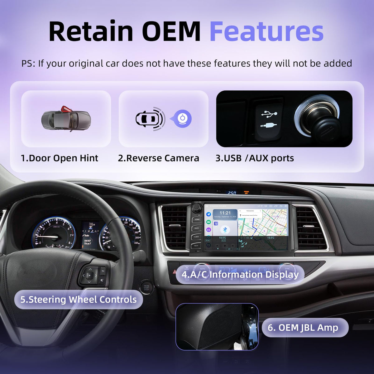 X14 Car Radio for Toyota Highlander 2015-2019, 6GB+128GB Head Unit