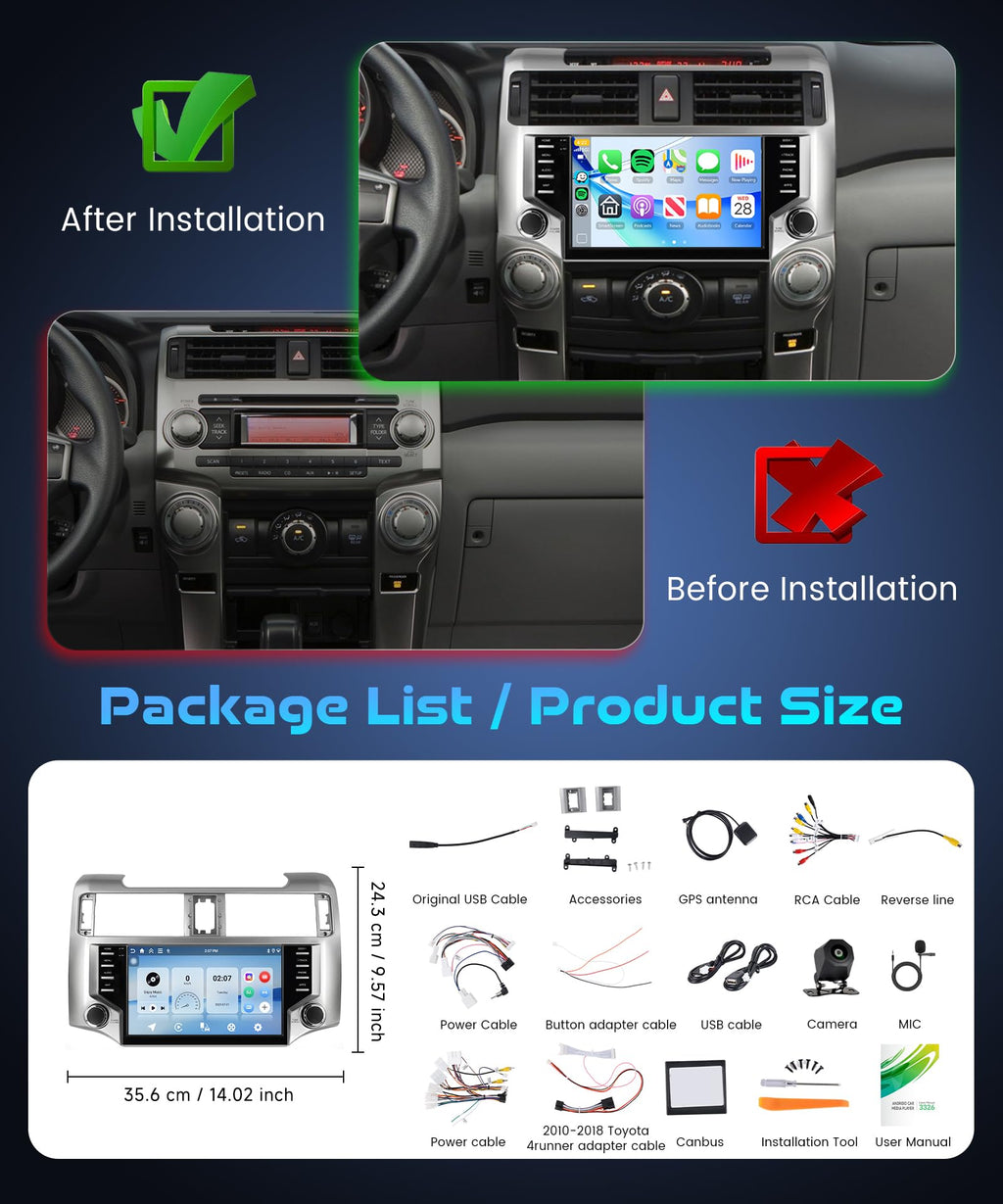 Rimoody 4G+128G Android 15 Car Stereo for Toyota 4runner 2010-2020, 5G WiFi
