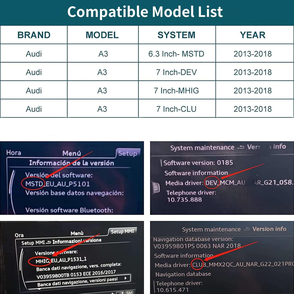 Wireless CarPlay Retrofit Kit Compatible with 2013-2018 Audi A3/S3