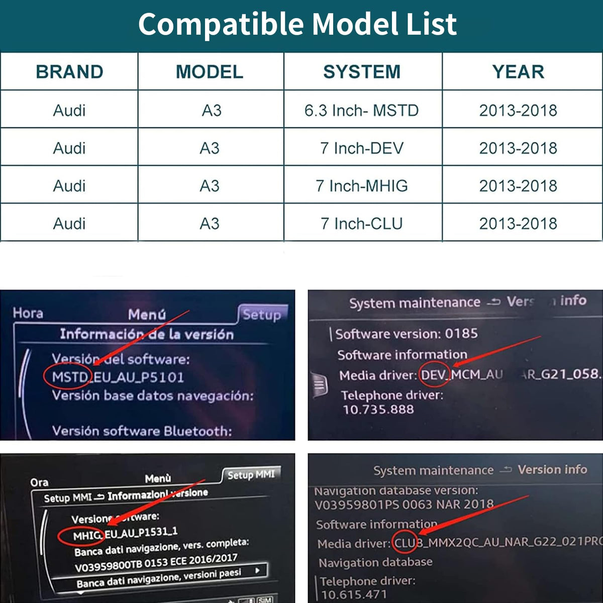 Wireless CarPlay Retrofit Kit Compatible with 2013-2018 Audi A3/S3