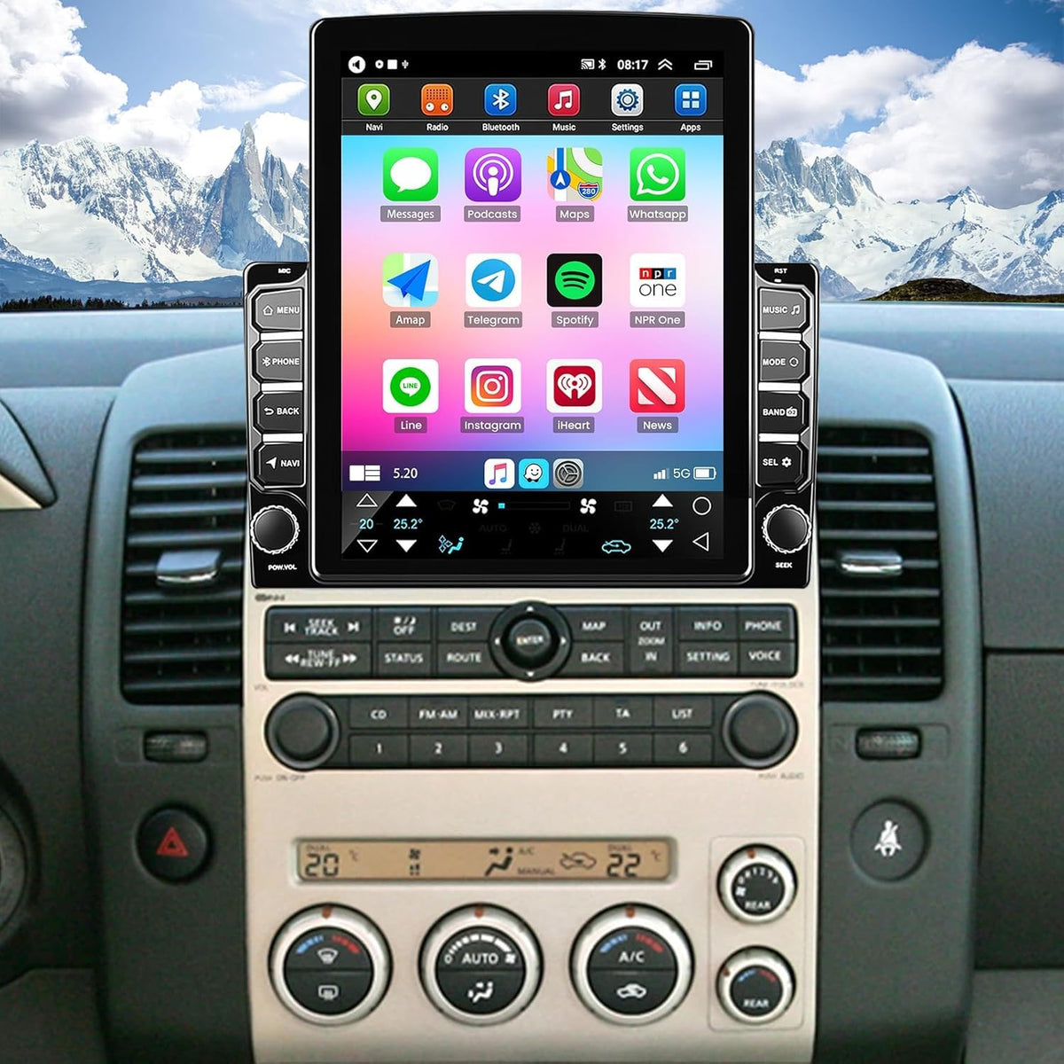 9.7 inch Double Din Car Radio for Nissan Pathfinder 2005 2006 2007 Touch Screen GPS Navigation Stereo with Wireless CarPlay & Android Auto Head Unit,FM/SWC/WiFi/Bluetooth/Camera