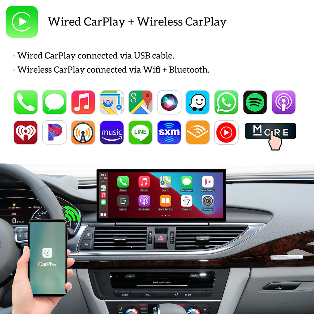 12.3" Wireless CarPlay Android Auto Mirroring Car Infortainment Linux Touchscreen Stereo Radio Aftermarket Touch Screen Upgrade Compatible with Audi A6 A7 C7 MIB2 MHI2 Models 2016-2018