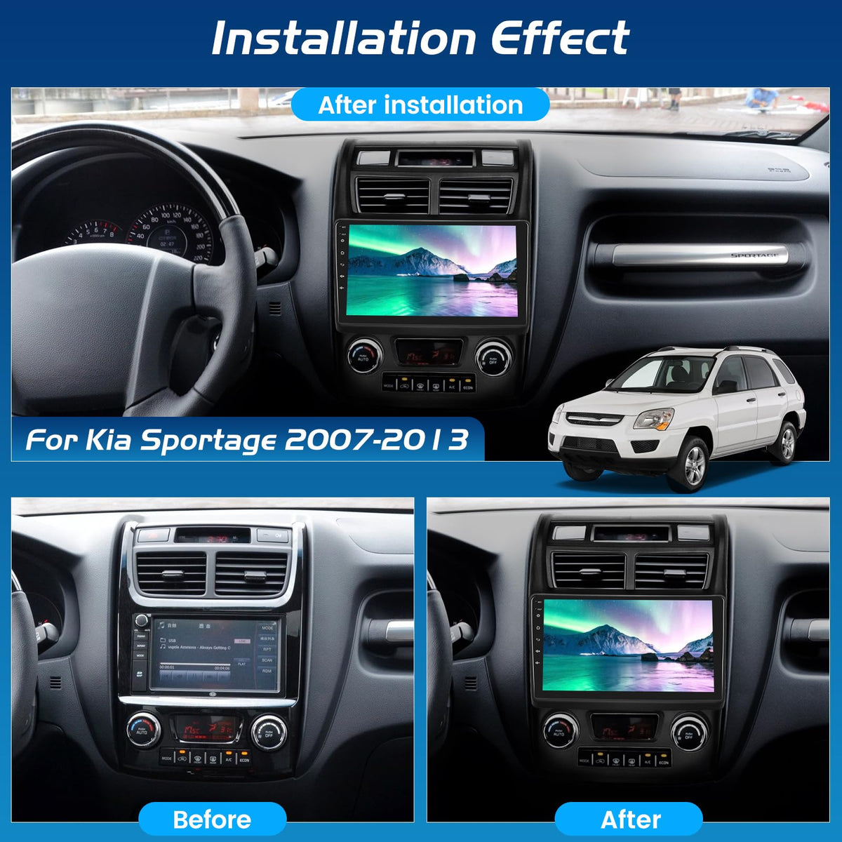 [4+64G] Android Radio for Kia Sportage 2007-2013, Carplay and Android Auto