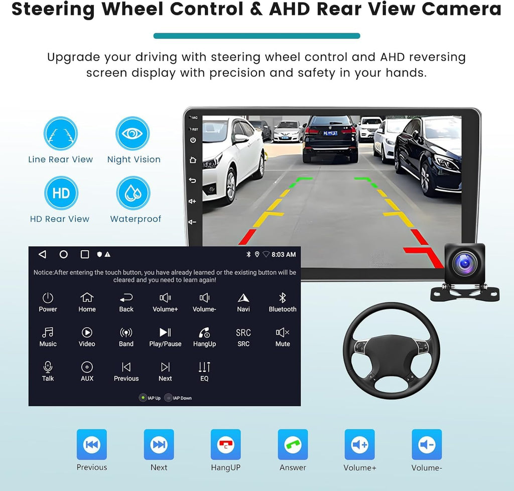 4+64G Android 14 Car Stereo for Ford Escape 2013-2016, 9" Touchscreen Double Din Radio with Wireless Carplay Android Auto GPS Navi Head Unit Bluetooth WiFi FM/RDS SWC Mirror Link AHD Backup Camera