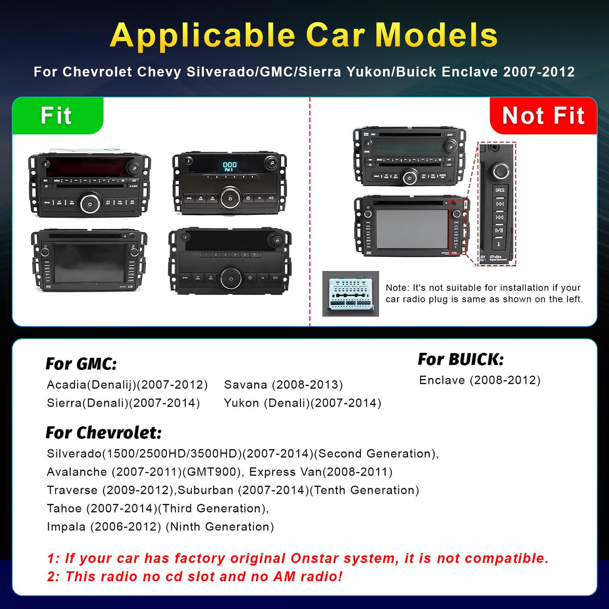 [8 core 2+64G] Car Stereo for Chevy Silverado GMC Sierra 2007-2013, 7 inch Android 13 Touchscreen with Wireless Carplay Android Auto, 2G+64G/WiFi/FM/DSP/SWC, Bluetooth, GPS Navigation