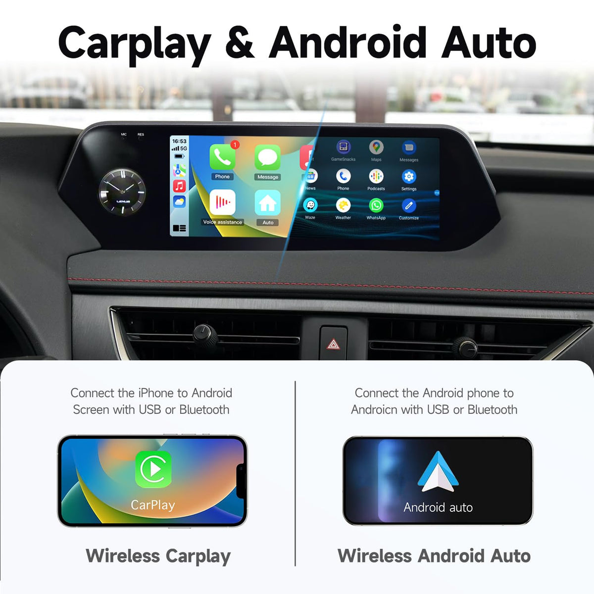 10.25" Touchscreen Wireless CarPlay Android Auto Radio for Lexus UX 2018-2022 GPS Navigation Media Player Bluetooth