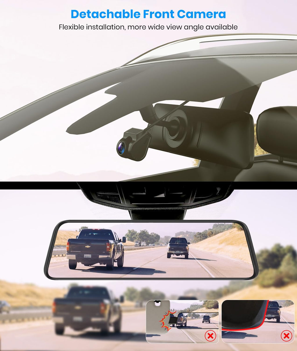 AUTO-VOX T9PRO OEM Rear View Mirror Camera with Detached Front Lens