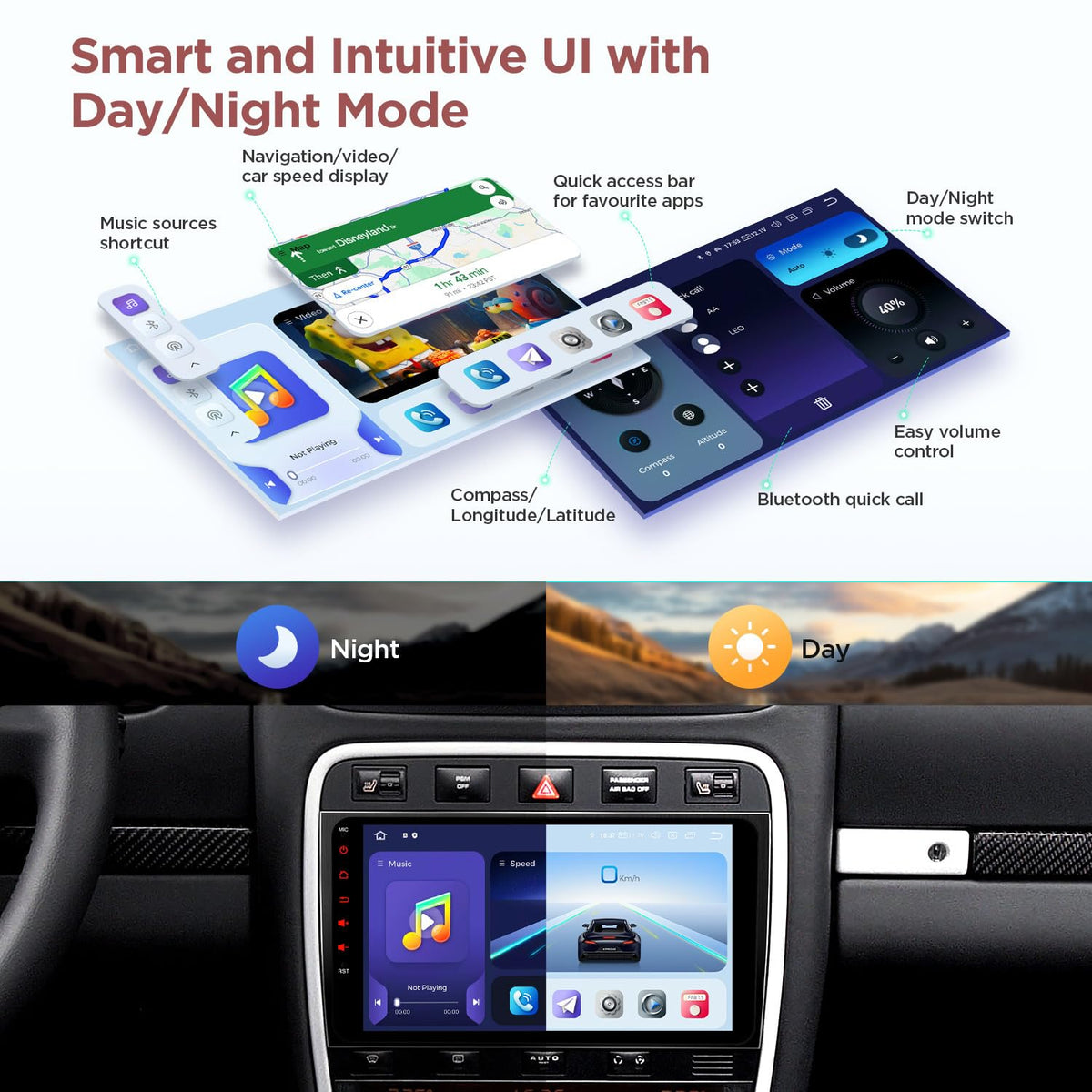 XTRONS Car Stereo for Porsche Cayenne 2003-2010 with Optical Fiber Decoder, Android 14 Qualcomm Octa Core 8GB+256GB, 9 Inch IPS Touch Screen GPS Navigation Built-in DSP CarPlay Android Auto
