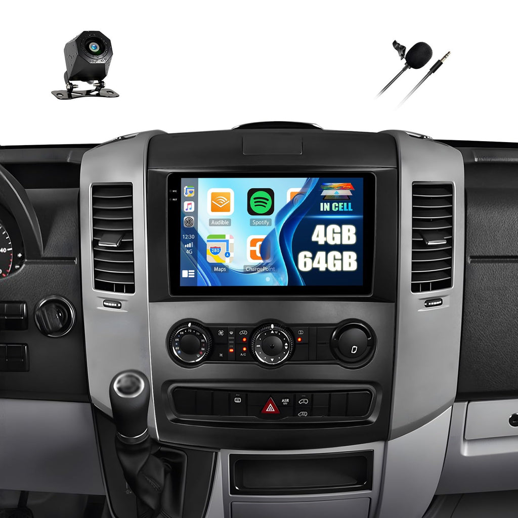 4G+64G Android 15 Car Stereo for Mercedes Benz Sprinter W906 2006-2016, Wireless CarPlay Android Auto 10 Inch 1280 * 720 in-Cell Touch Screen Radio with GPS Bluetooth FM Backup Camera