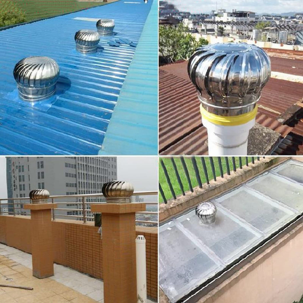 Stainless Steel Spinning Roof Turbine Ventilator for Ventilation Chimney Cowl Anti Downdraught Cap Spinner (100mm)