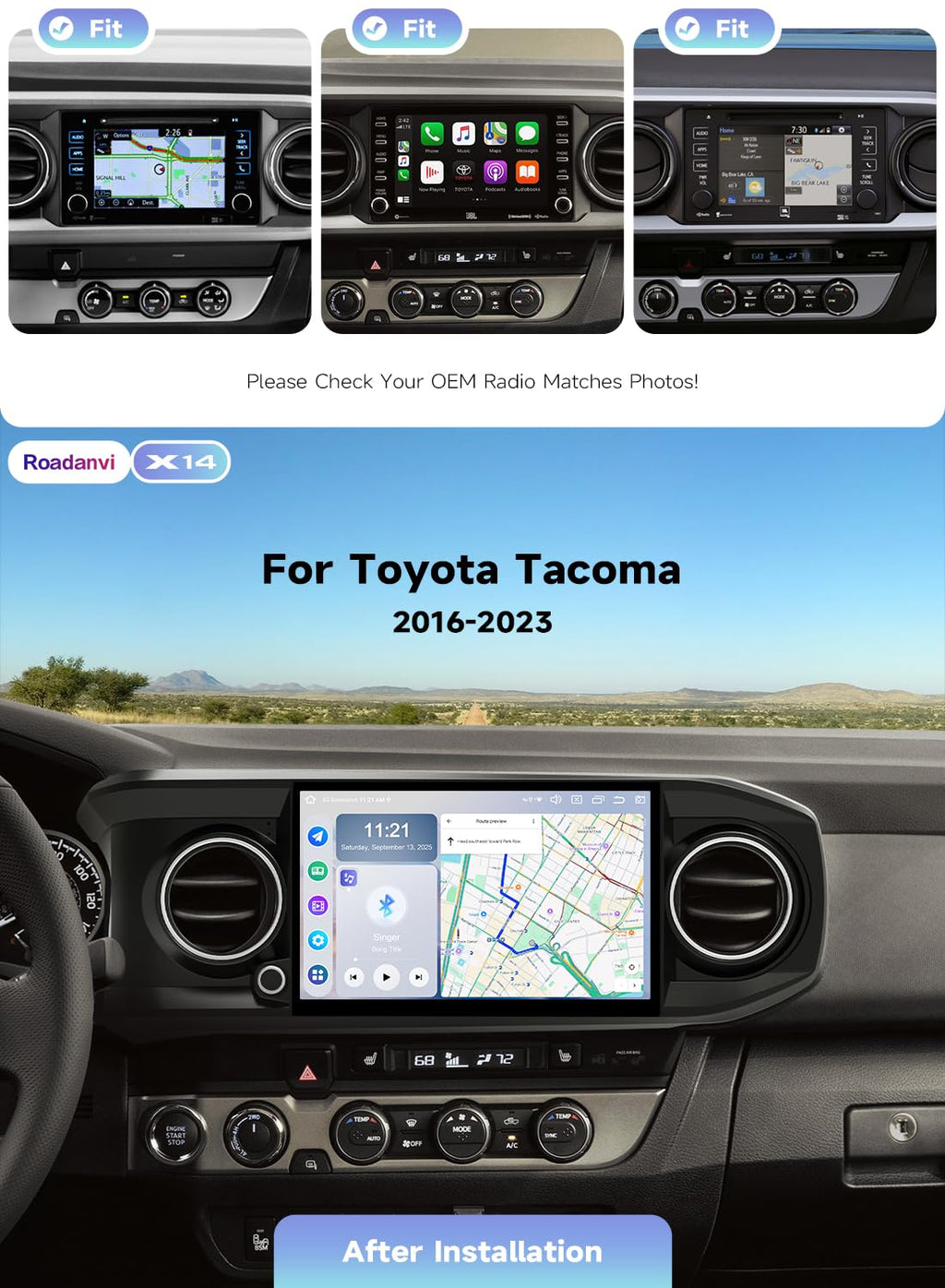 X14 11.6" Android 14 Stereo for Toyota Tacoma 2016-2023