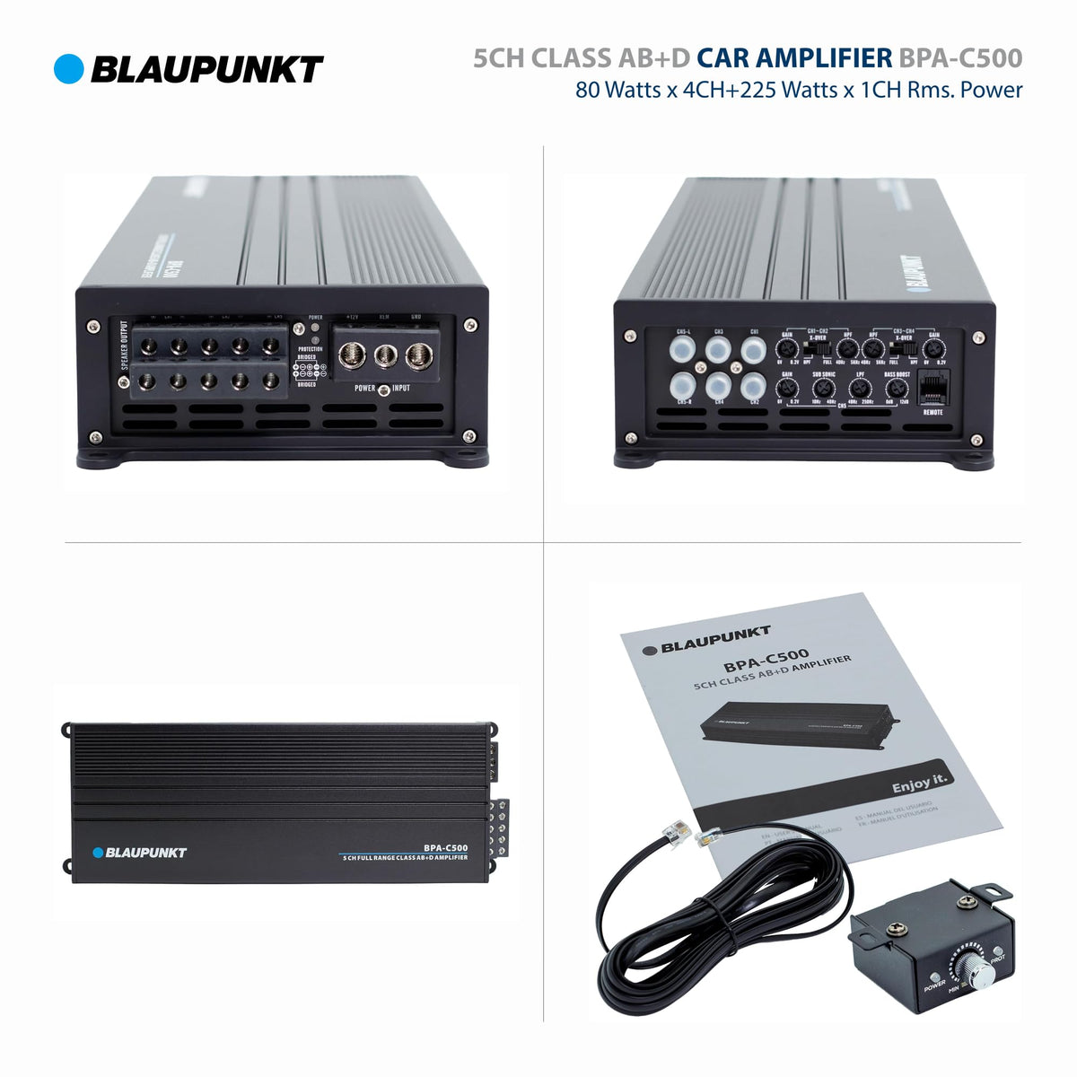 Blaupunkt BPA-C500 Car Audio Class AB + Class D 5-Channel 3600W Stereo Amplifier
