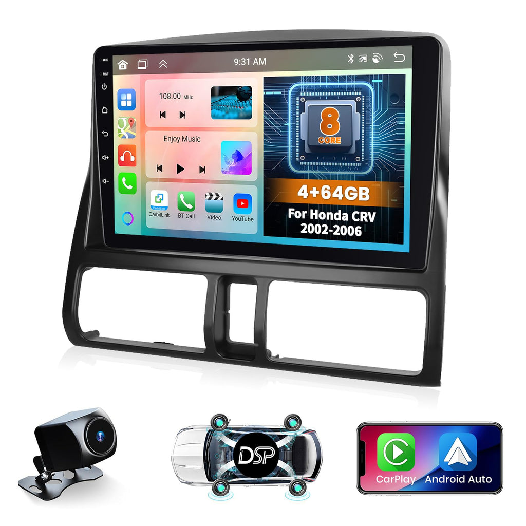 8 Core 6+128GB 9" IPS Screen Android 15 Car Stereo for Honda CRV 2002-2006
