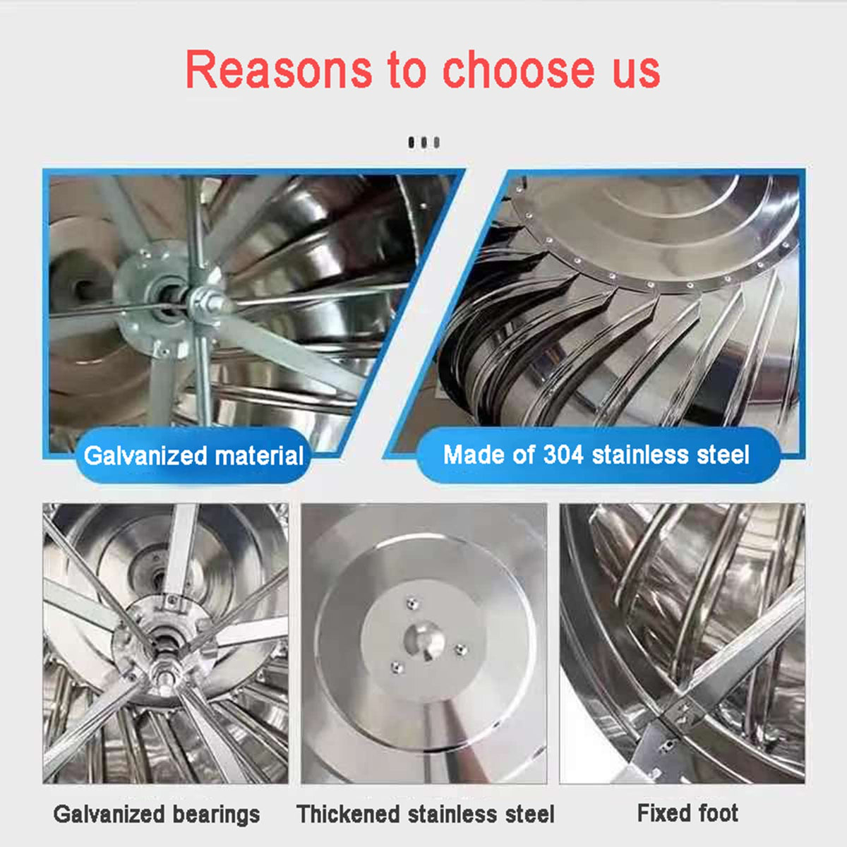 Stainless Steel Spinning Roof Turbine Ventilator for Ventilation Chimney Cowl Anti Downdraught Cap Spinner (100mm)