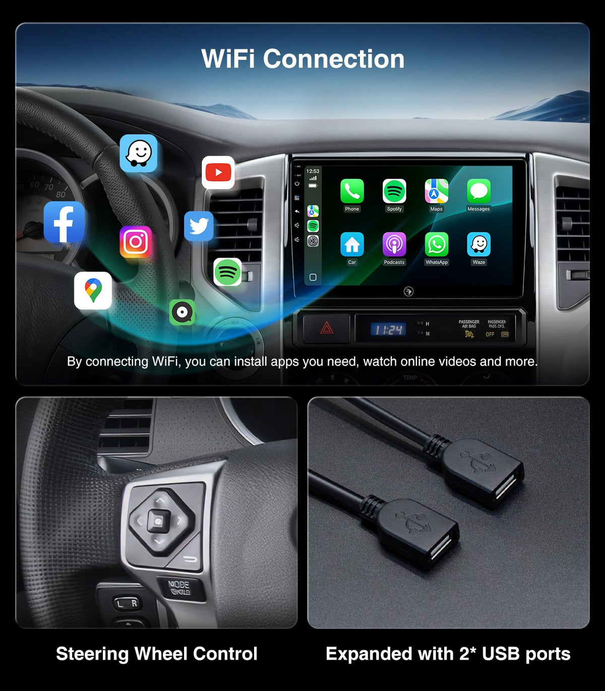64G Car Radio Stereo for Toyota Tacoma 05-15 Stereo CarPlay Android Auto