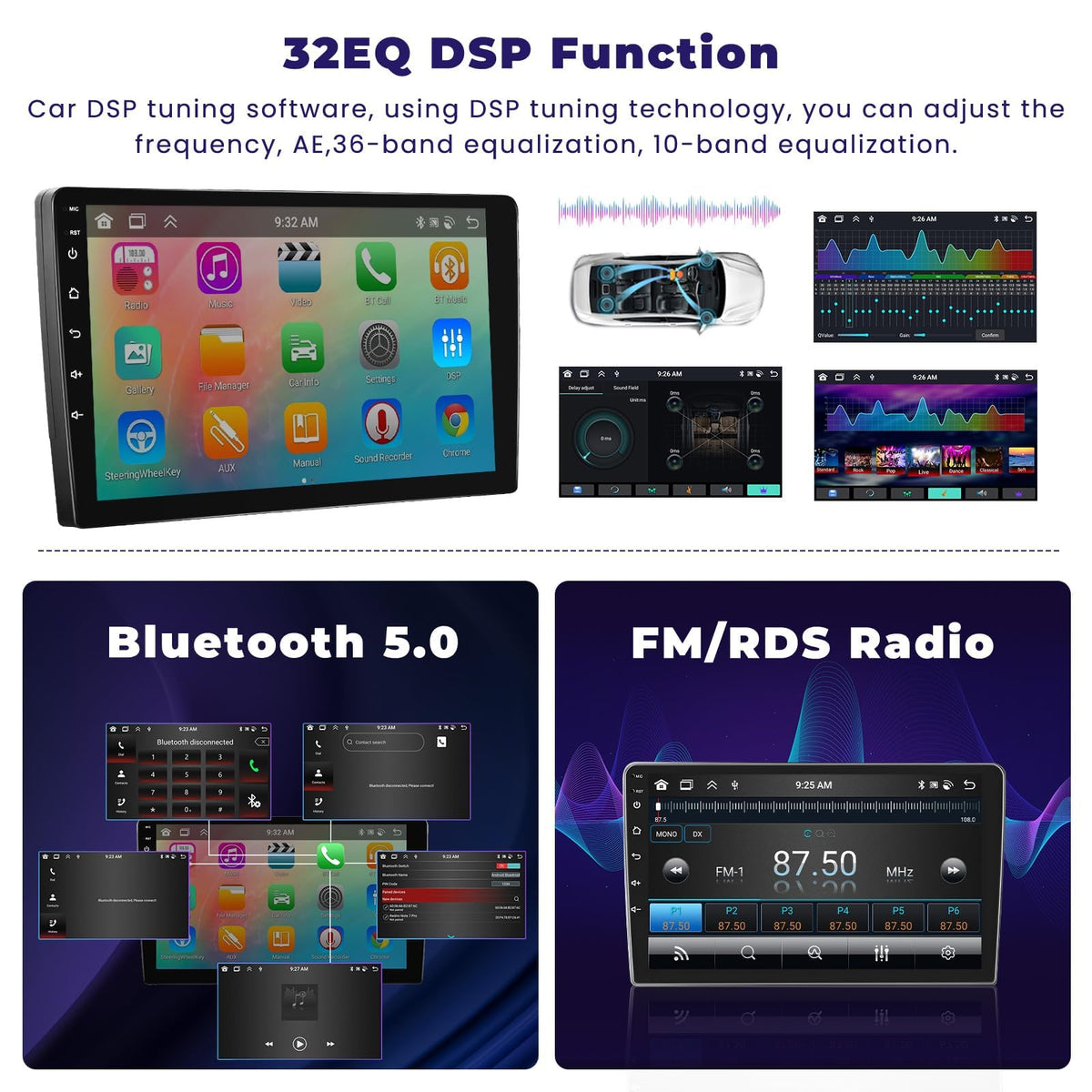 Hikity 8Core 6+128GB 9 Inch Android 15 Car Stereo for Honda CRV 1997-2001