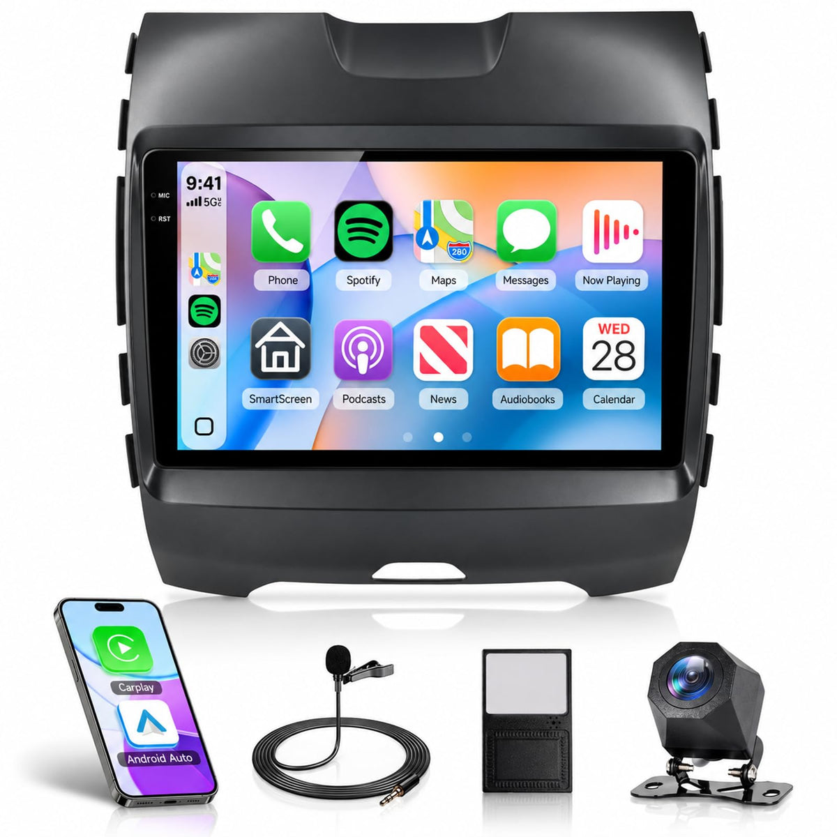 Rimoody 4G+128G Android Car Stereo Radio for Ford Edge 2015-2018 CarPlay
