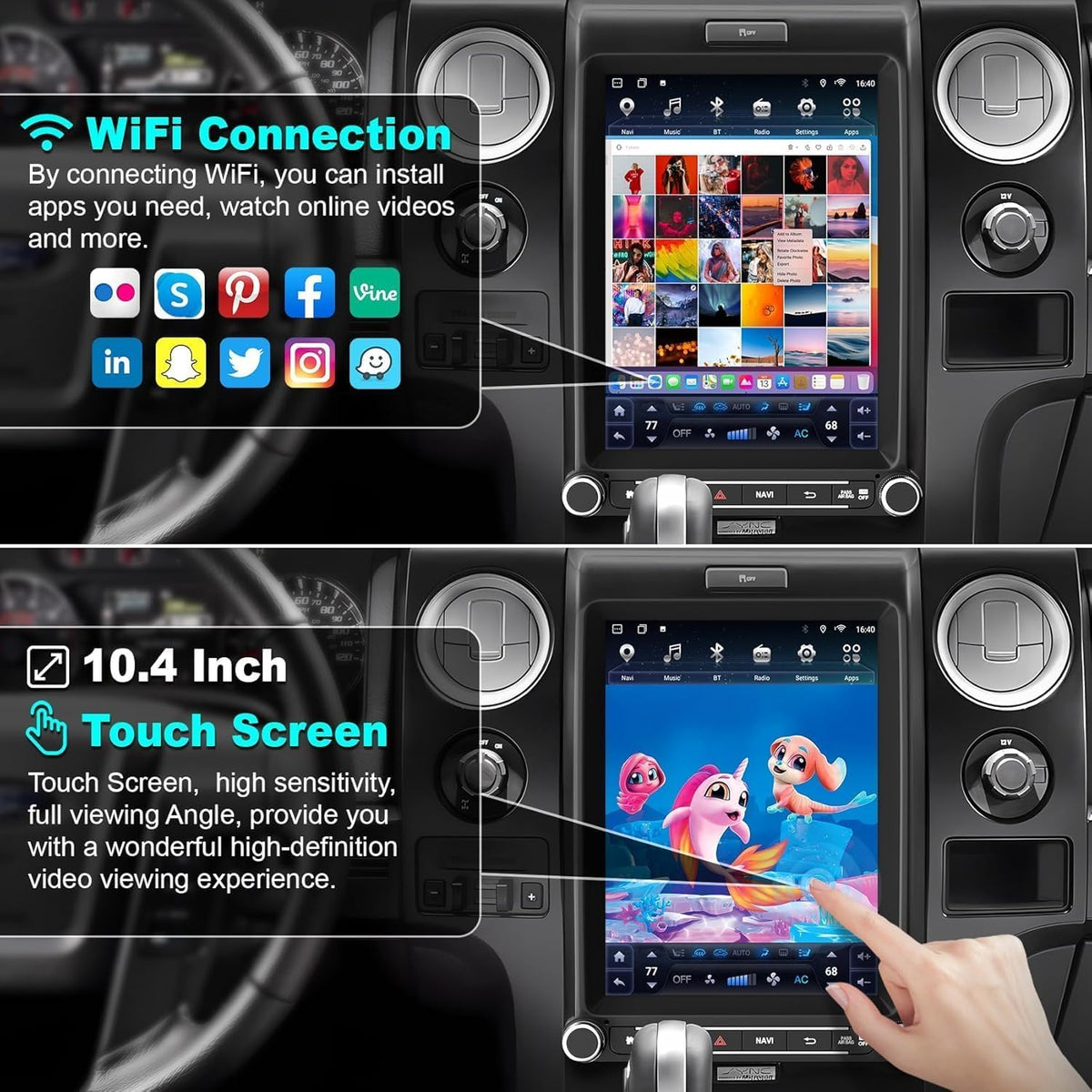4+64 Android 15 for Ford F150 2013-2014 Car Radio 8 core, 10.4 Inch IPS Touch Screen Car Stereo with Wireless Carplay/Android Auto,GPS, WiFi, Bluetooth, Backup Camera, DSP