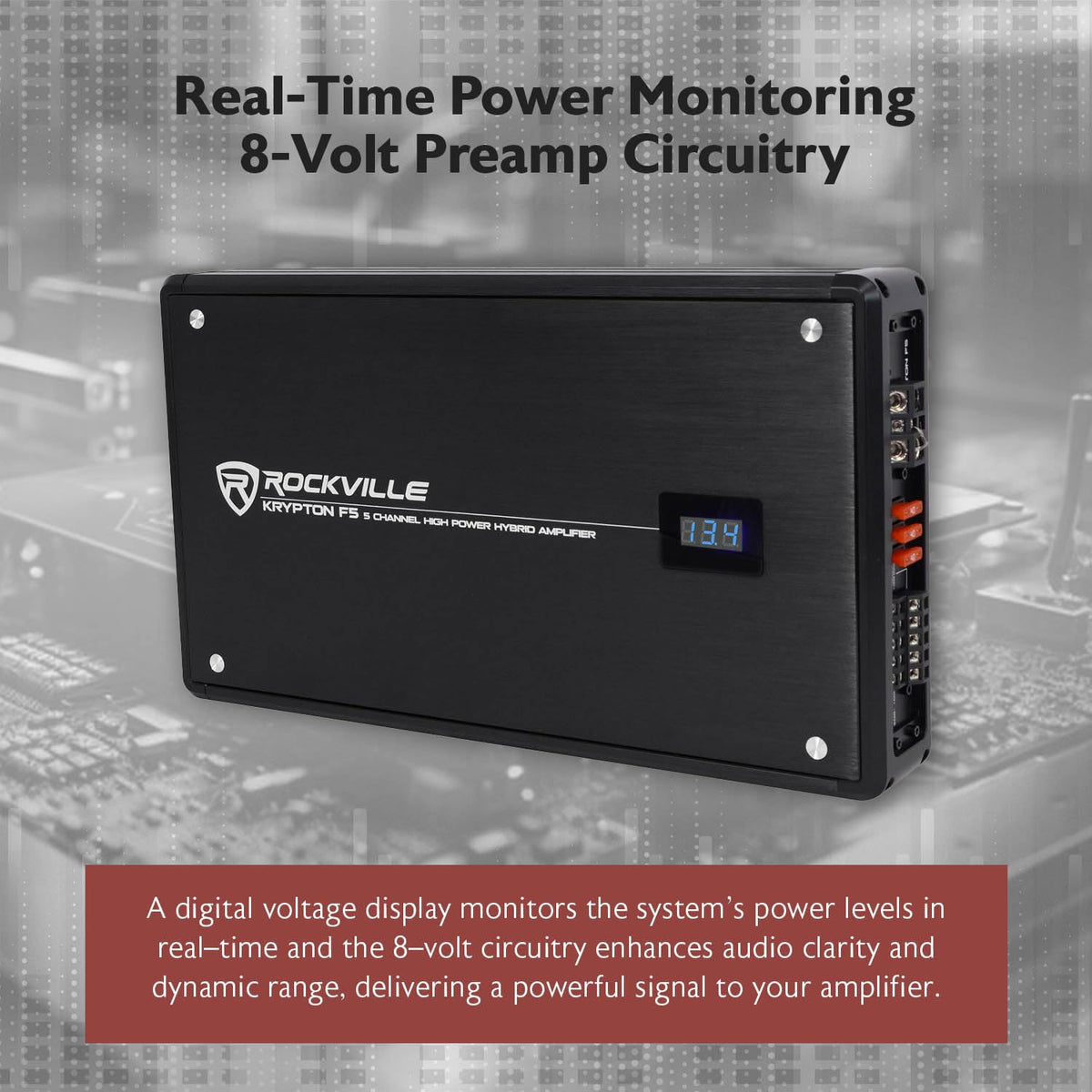 Rockville Krypton F5 5 Channel Car Amplifier, 3200W Peak / 800W RMS