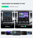 5GHz Wi-Fi6 Car Radio Stereo for Toyota Tacoma 2005-2015, 4+64G Touchscreen Head Unit Bluetooth 5.4 with Android 13/CarPlay/Android Auto/GPS Navigation/FM/RDS Radio/HD Backup Camera (Inches, 9)