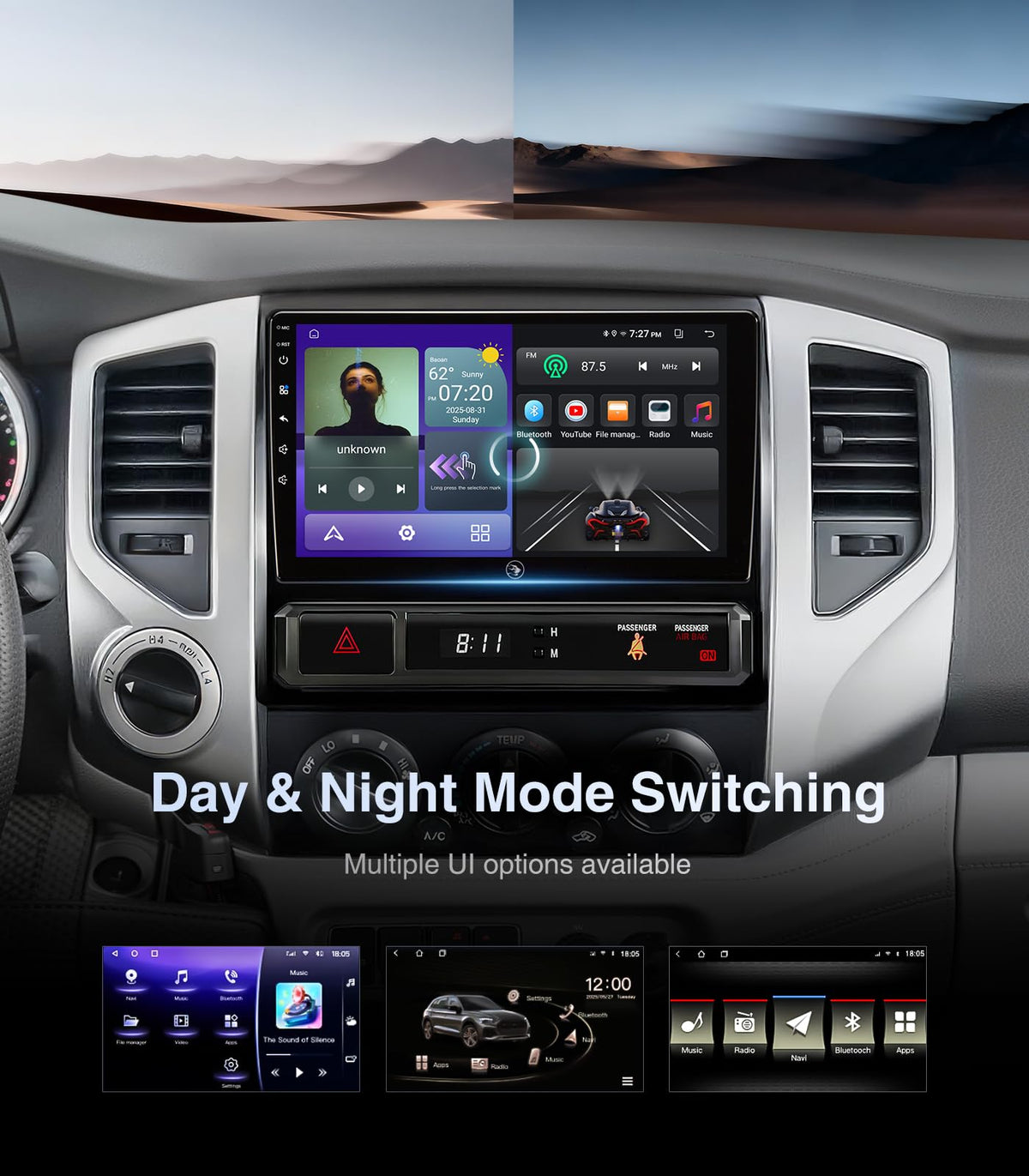 5GHz Wi-Fi6 Car Radio Stereo for Toyota Tacoma 2005-2015, 4+64G Touchscreen Head Unit Bluetooth 5.4 with Android 13/CarPlay/Android Auto/GPS Navigation/FM/RDS Radio/HD Backup Camera (Inches, 9)