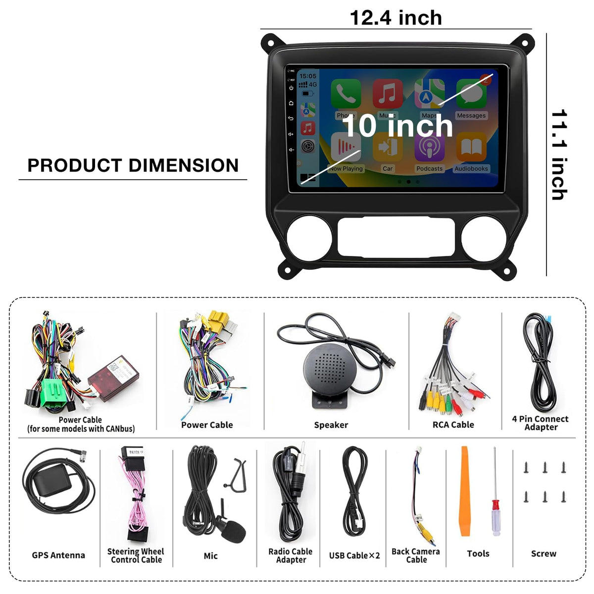 Car Radio Stereo Compatible with Chevy Silverado & GMC Sierra 2014 2015 2016 2017 2018 Replacement Radio Upgrade, CarPlay&Android Auto, GPS, Backup Camera (10 Inch)