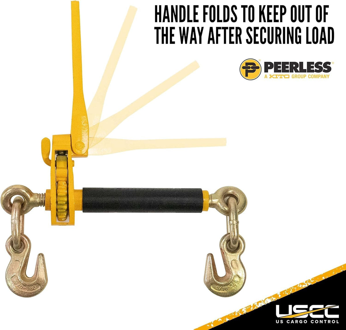 US Cargo Control Peerless QuikBinder Plus Ratchet Load Binders for 5/16 Inch - 3/8 Inch Grade 70 or 80 Chain - 7,100 LBS Working Load Limit, (4-Pack) Chain Binders, Folding Handle to Easily Tighten