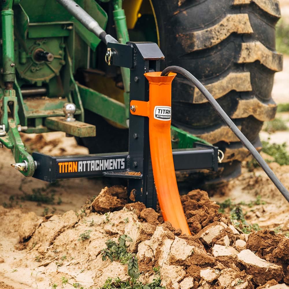 Titan Attachments 3 Point Single Tine Subsoiler with Pipe Layer, Fits Cat 1 Tractors, Accepts 50mm Poly Pipe, Adjustable Ripping Depth, Rips Through Compact Soil to Lay Pipes, Hoses, and Wires