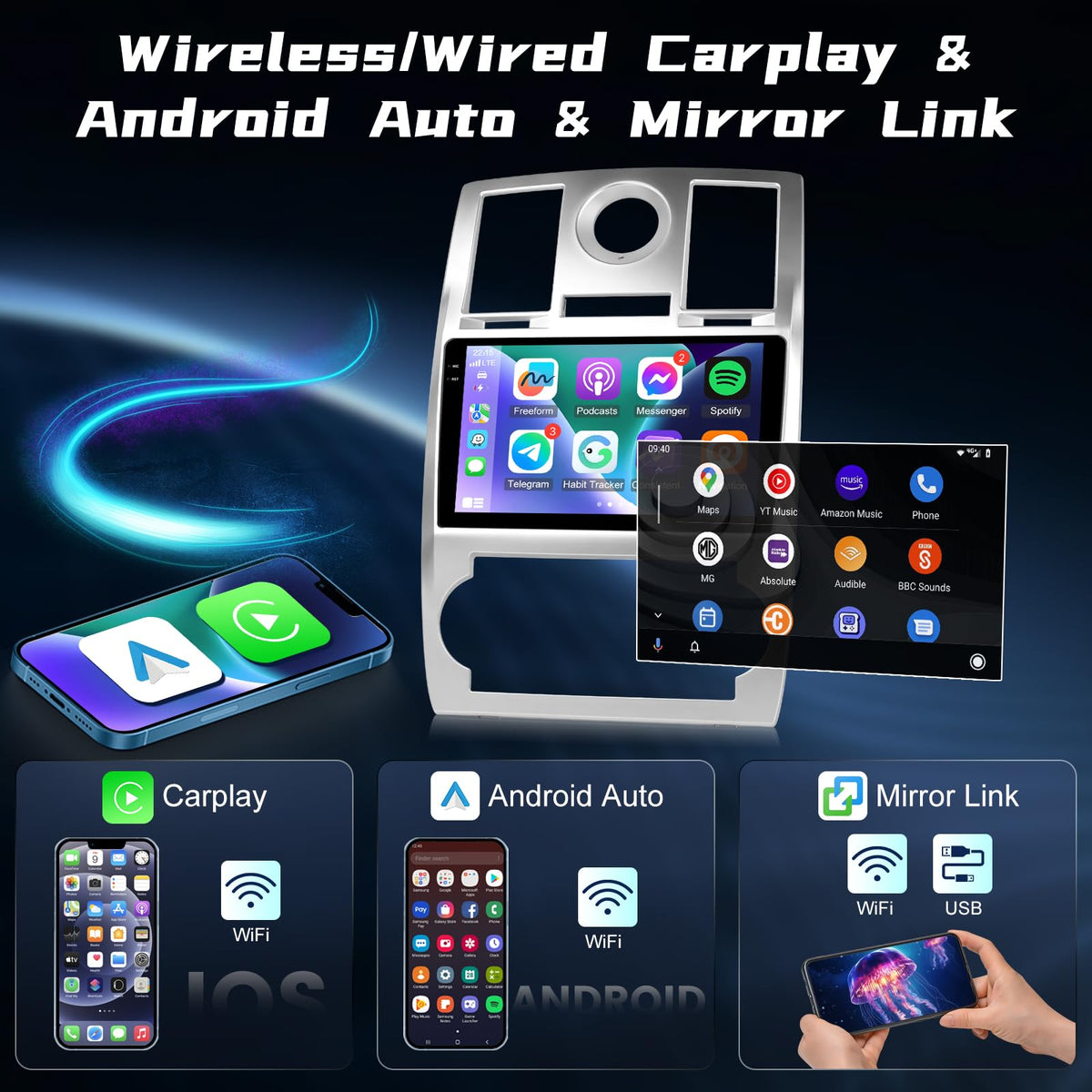 [4+128G] Car Radio for Chrysler 300C 300 2004-2011 Carplay and Android Auto