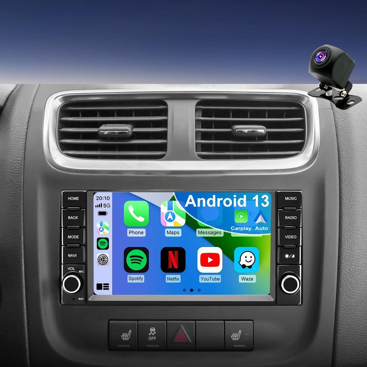 Upgrade Car Radio for Dodge Challenger 2008-2014,Dodge Avenger 2008-2014, Charger 2008-2010, Replacement Stereo, HD Touch Screen Wireless CarPlay, Android Auto, Head Unit, GPS, 5G WiFi FM