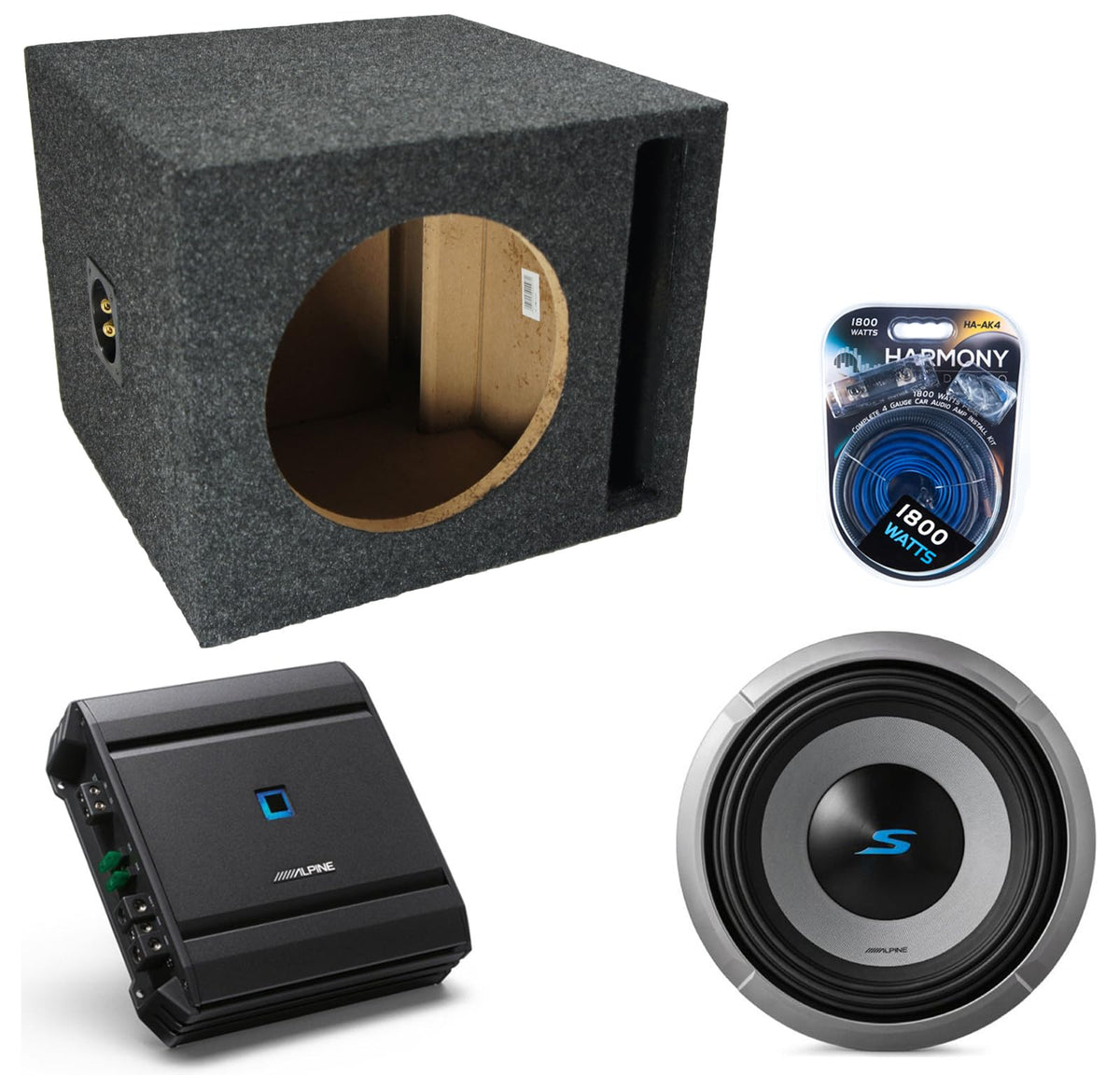 Alpine S-W12D4 Dual 12" Loaded Sub Box with S-A60M Amplifier