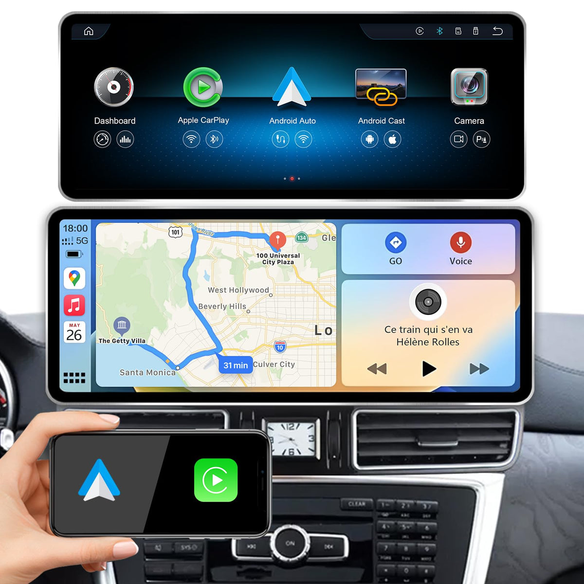 12.8" QLED Mercedes ML/GL W166/X166 NTG4.5/4.7 12-15 CarPlay