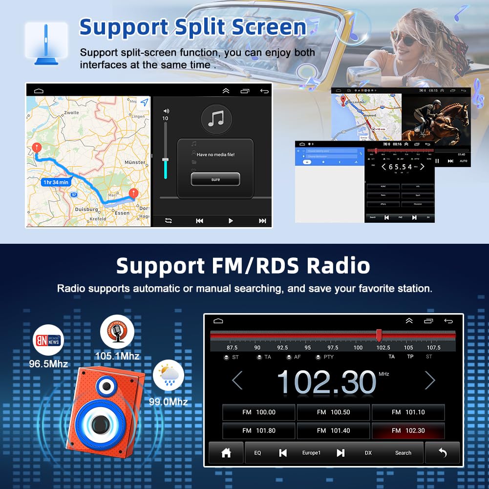 4G+64G Car Stereo Upgrade for Chevy Express 2008-2024 with Wireless CarPlay and Android Auto, 8" HD Touchscreen Android 14 Double Din Car Radio Receiver w/Bluetooth GPS WiFi FM RDS SWC Backup Camera
