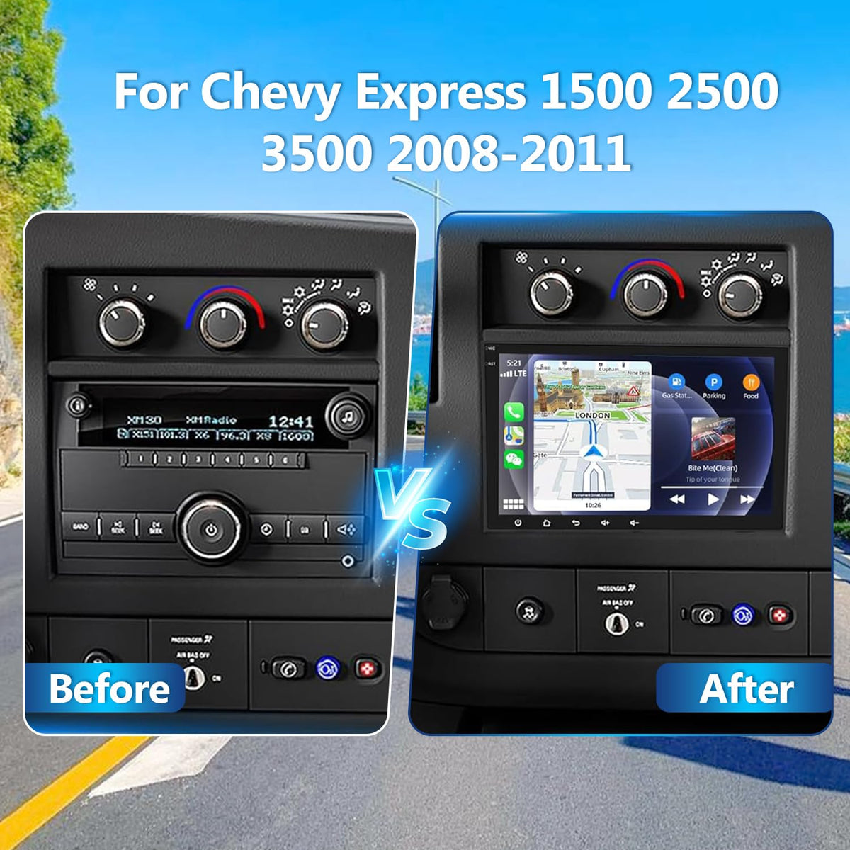 4G+64G 8" Double Din Car Stereo for Chevy Express 1500 2500 3500 2008-2011