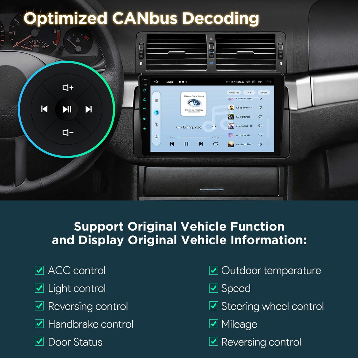 XTRONS Car Stereo for BMW E46 M3 Rover 75 MG ZT, Android 14 Qualcomm 665 Octa Core Car Radio, 9” QLED Touch Screen Head Unit GPS Navigation Bluetooth Built in DSP CarPlay Android Auto (8+256GB)