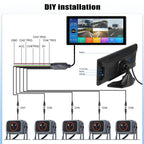 10.36 inch Backup Camera for RV Trucks Pickups Bus Trailers Caravans IPS HD Screen DVR Recording Reverse Monitor 5 Split Screen Waterproof Night Vision Stable Signal DIY Parking Lines