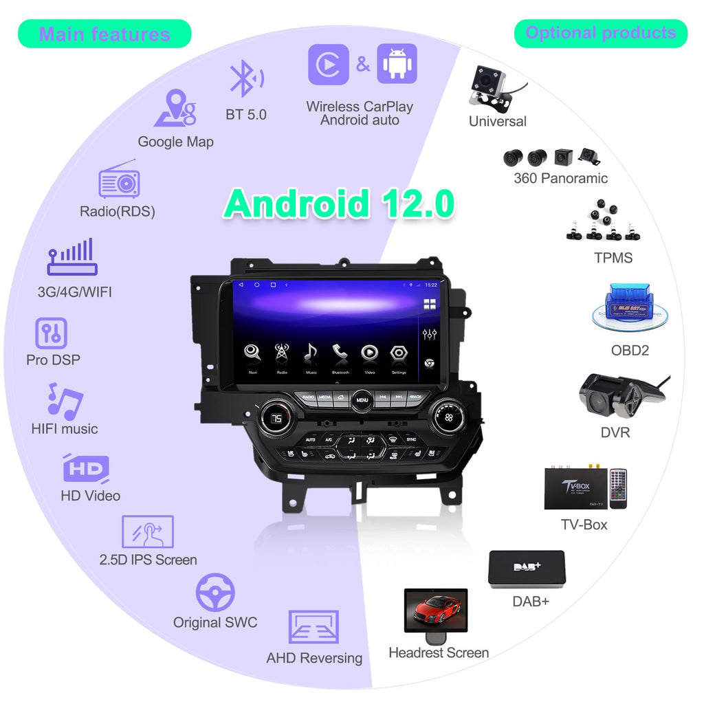 10.9 inch Screen Android 13.0 Car Stereo for Corvette C7 Car AutoRadio Navigation Muleimedia Player DSP Unit with carplay Android auto (6-128GB)