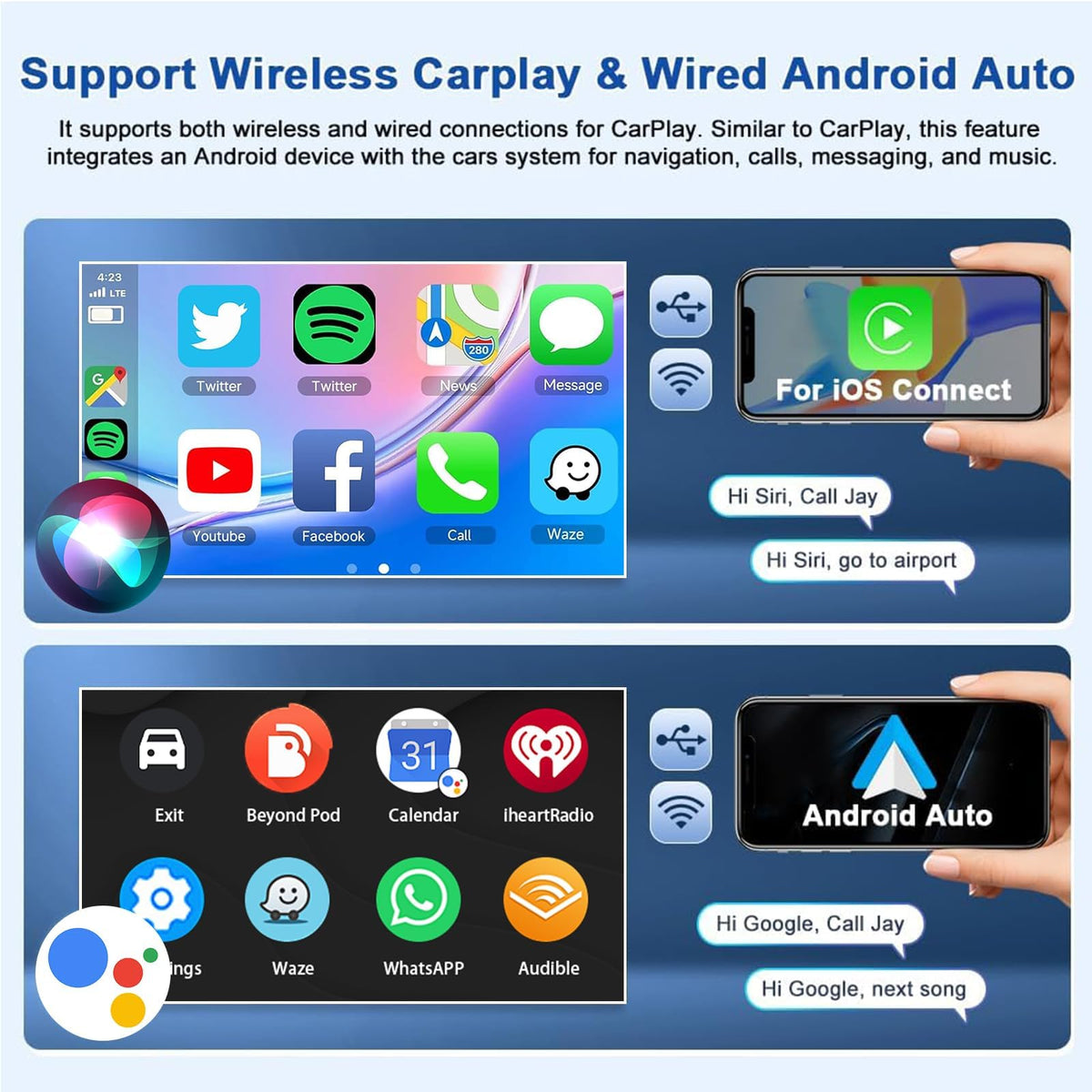 2+64G Car Stereo Radio for Dodge Durango 2014-2020 CarPlay Android Auto