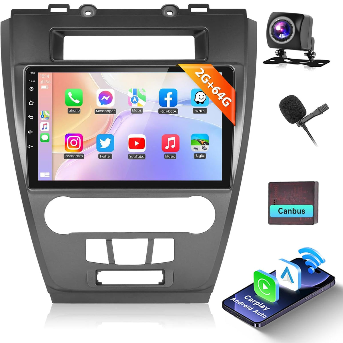 Podofo Android 15 Car Radio for 2009-2012 Ford Fusion Mondeo Mustang
