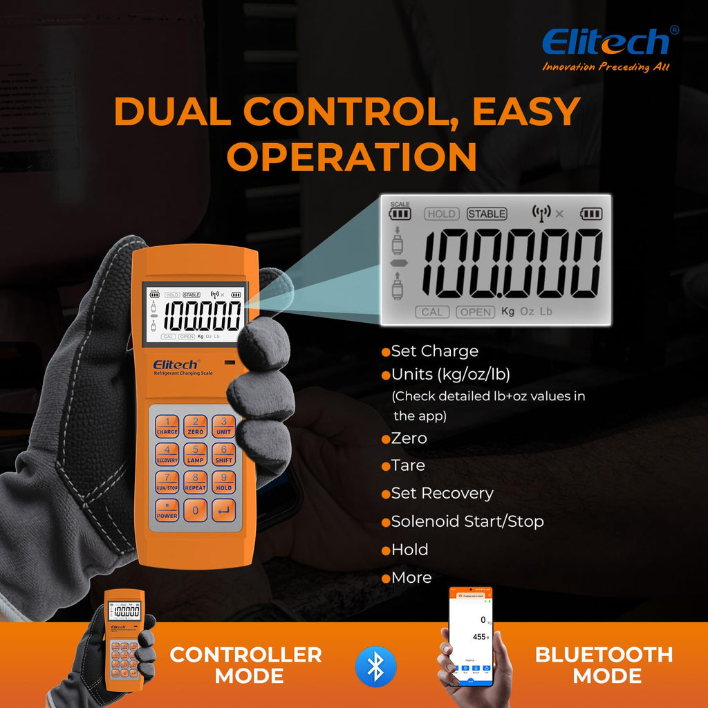 Elitech Wireless Refrigerant Scale 220 lb, Bluetooth HVAC Scale, LMC-210
