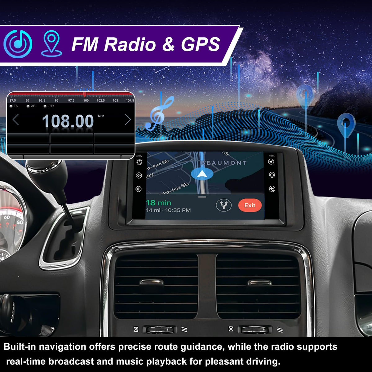 Upgrade Car Radio for Dodge Grand Caravan 2008-2020,Avenger 2008-2014 7inch
