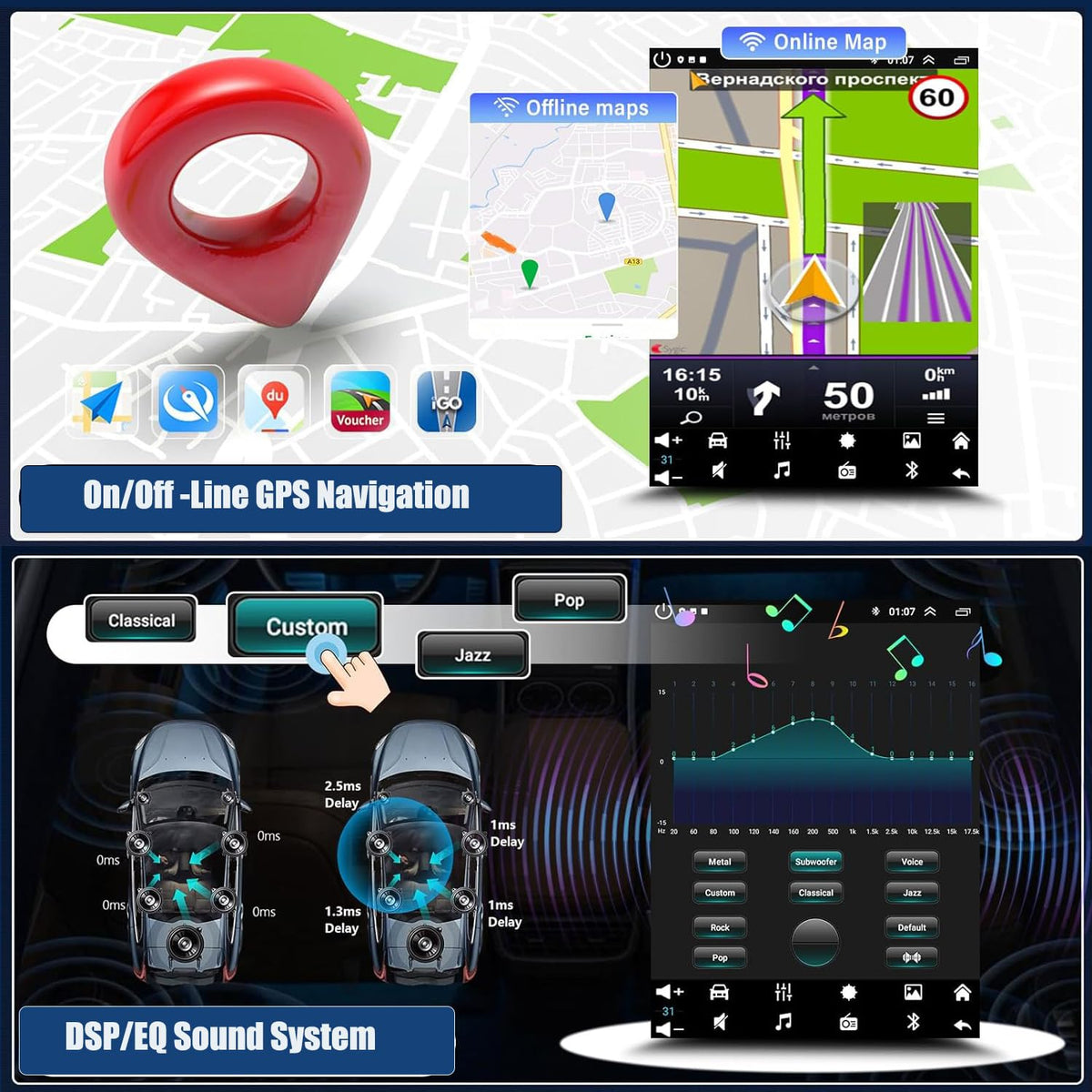 4+64G 9.7 Upgrade Android Car Radio Stereo for Cadillac Escalade 2003–2006