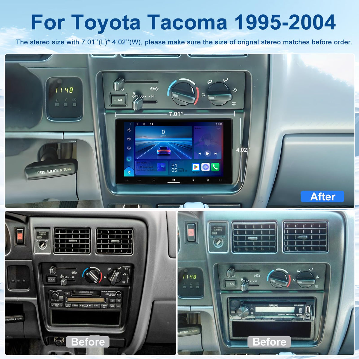 Car Stereo for Toyota Tacoma 1995-2004 with Carplay Android Auto