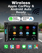Soundstream VRCPAA-7DR 7" Double DIN Touchscreen Car Stereo, Wireless Apple CarPlay & Android Auto, Bluetooth Hands-Free, USB/AUX, Backup Camera Input, Steering Wheel Control, FM/AM, In-Dash Head Unit